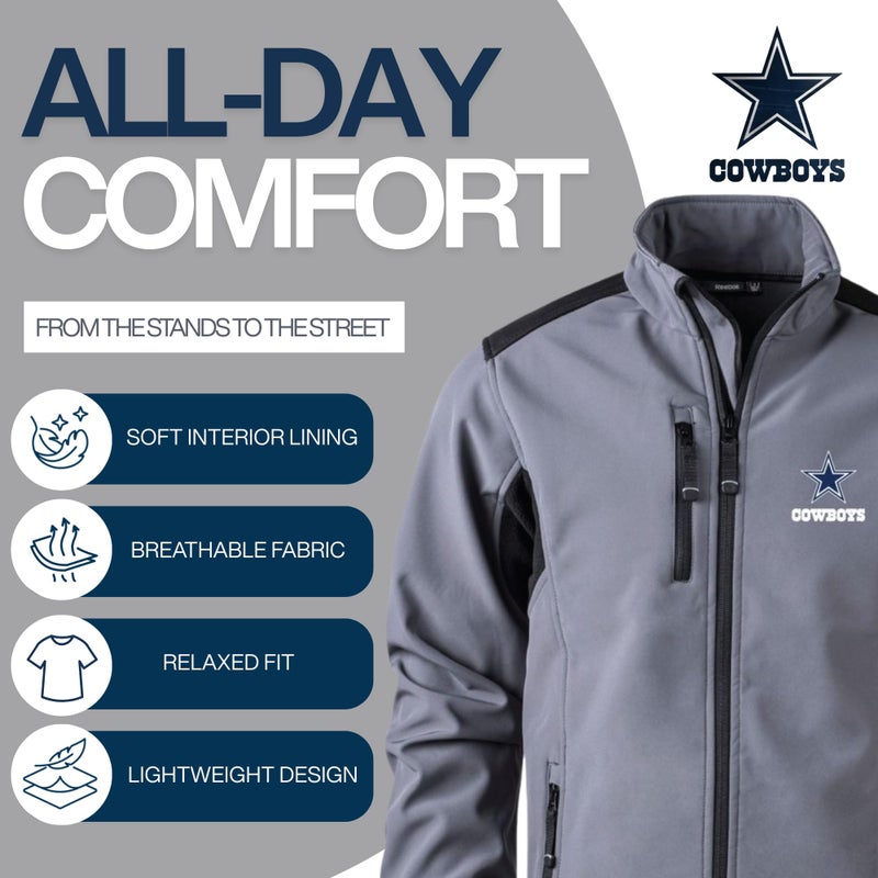 Dunbrooke NFL Dallas Cowboys Men's Softshell Jacket, 2X, Graphite - Image 2
